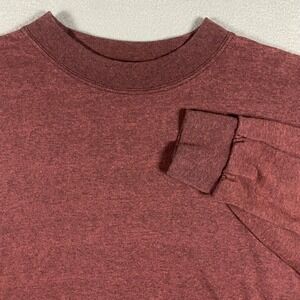Basic Editions Mens XL Long Sleeve T-Shirt Maroon Burgundy Heather Made in USA